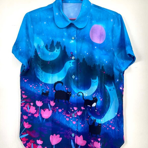 Black Milk Kitty Parade Button Up Shirt - Picture 7 of 8